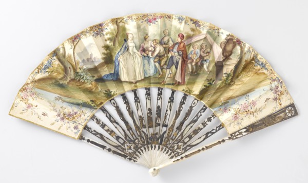 Folding fan with a dancing couple and musicians c.1775-c.1780. Creator: Anon.