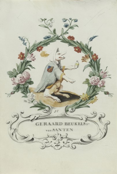 Cartoon of Geraard Beukelsz. Van Santen, 1710-1720. Creator: Anon.