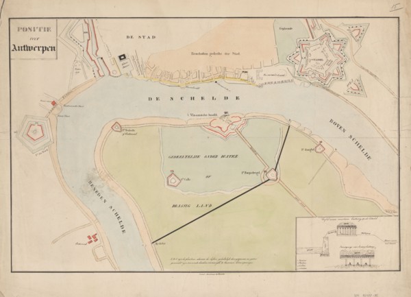 Map of Antwerp during the siege by the French, 1832, (1832-1833).  Creators: Anon, Johannes Paulus Houtman.