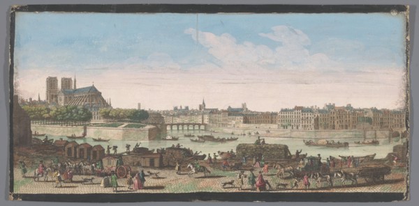 View of the city of Paris seen from the Quai de Miramion, 1700-1799. Creators: Anon, Jacques Rigaud.