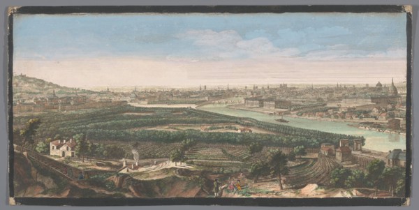 View of the city of Paris seen from the village of Chaillot, 1700-1799. Creators: Anon, Jacques Rigaud.
