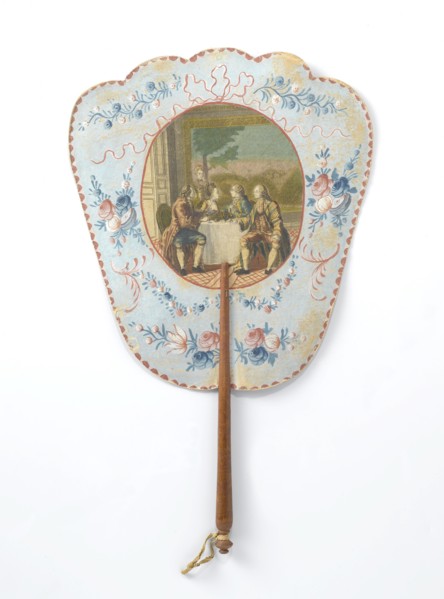 Hand screen depicting Dorval and Lucile, c.1769-c.1781. Creators: Anon, Charles Emmanuel Patas.