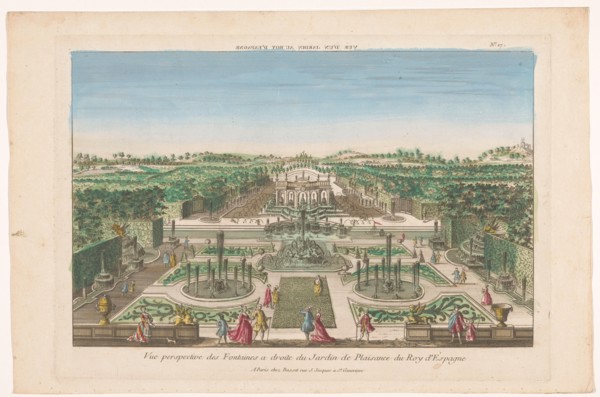 View of the fountains of a garden of the king of Spain, 1700-1799. Creator: Anon.