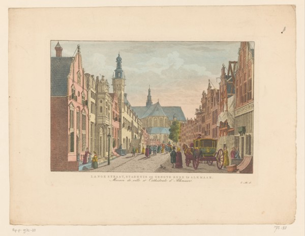 View of the Langestraat, the town hall and the Grote Kerk in Alkmaar, 1824-1825. Creator: Carel Frederik Bendorp.