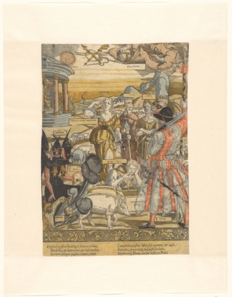 The prodigal son eats from the pigstrog, c.1540-c.1550. Creator: Cornelis Anthonisz.