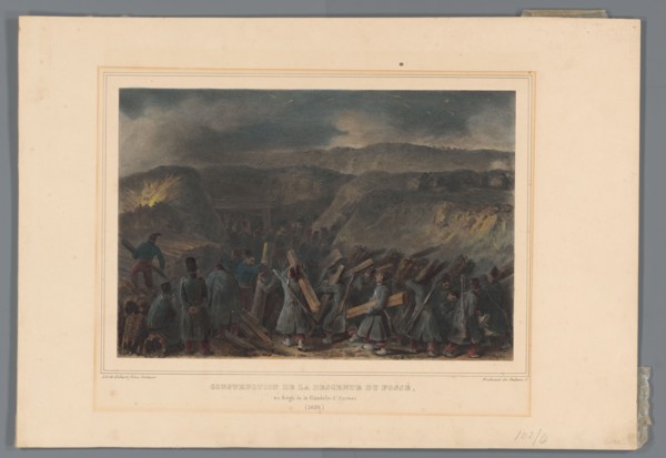 Building the pithead, 1832, (1833).  Creator: Auguste Raffet.