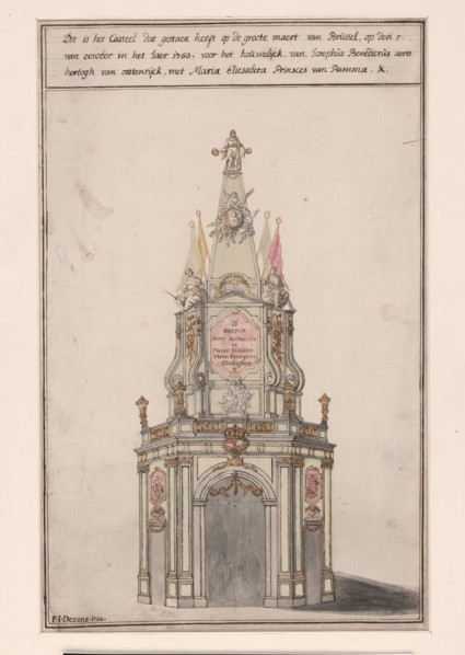 The Castle in Brussels...marriage of Joseph II and Maria Isabella van Parma, 1760, (1760).  Creator: Ferdinandus Josephus de Rons.
