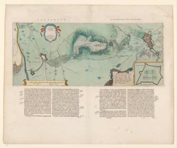 Map of the area between Bergen op Zoom and Steenbergen, 1630. Creator: Franciscus van Schooten.