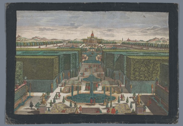 View of an avenue on the left side of a garden, 1742-1801. Creator: Georg Gottfried Winckler.