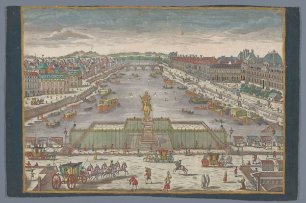 View of the Pont Neuf over the Seine River in Paris, towards the Pont Royal, 1742-1801. Creator: Anon.