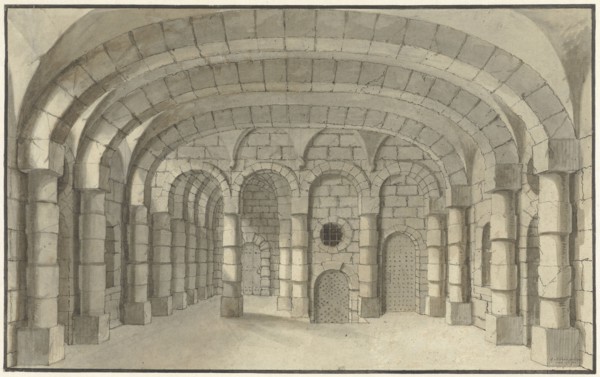 Dungeon - design for a stage set, 1700-1800.  Creator: J.A. Tempelier.