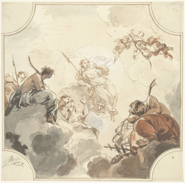 Design for a ceiling painting with Diana and Endymion, 1726. Creator: Jacob de Wit.