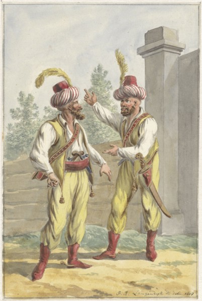 Two guards of King Louis Napoleon with turbans, 1807. Creator: Jan Antony Langendijk.