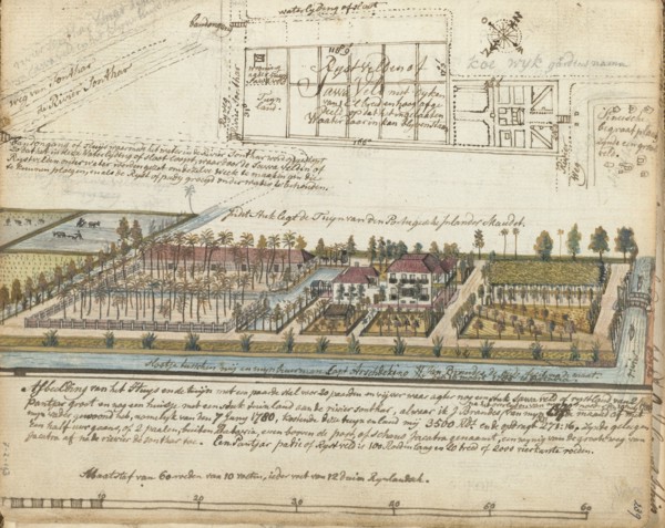 Brandes' house and estate outside Batavia, 1785.  Creator: Jan Brandes.