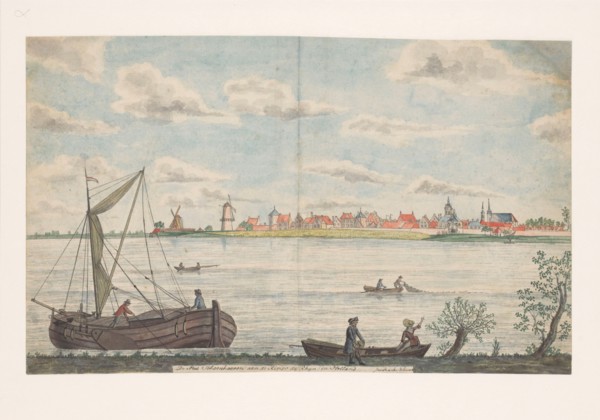 The town of Schoonhoven on the River Rhine in Holland, 1787. Creator: Jan Brandes.