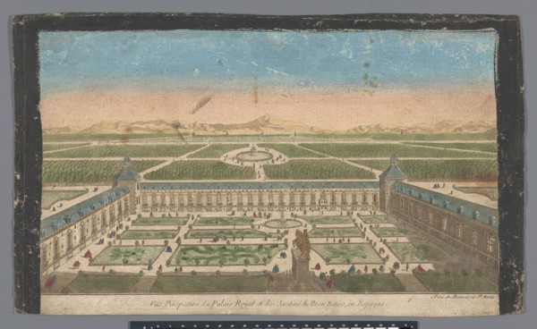 View of the garden and Buen Retiro Palace in Madrid, 1745-1775. Creator: Anon.