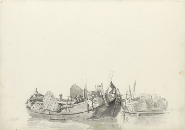 Moored boat at a jetty, 1797-1838. Creator: Johannes Christiaan Schotel.