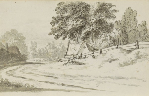 Houses on a path in a landscape, 1783. Creator: Johannes Huibert Prins.