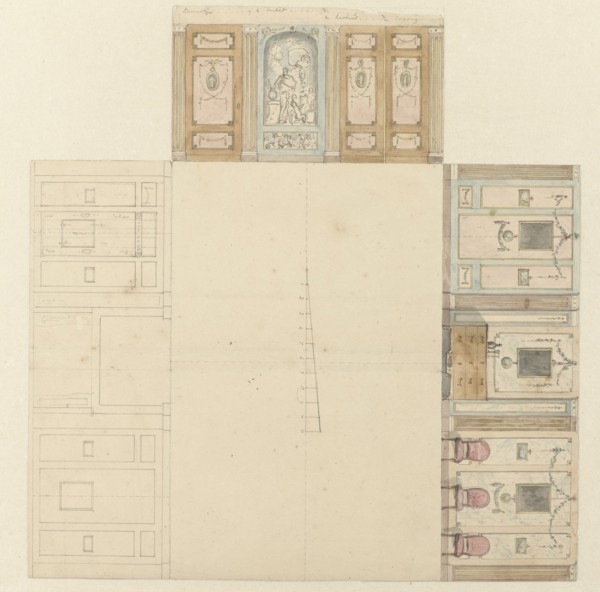 Design for the decoration of three walls of a room, c.1752-c.1819. Creator: Juriaan Andriessen.