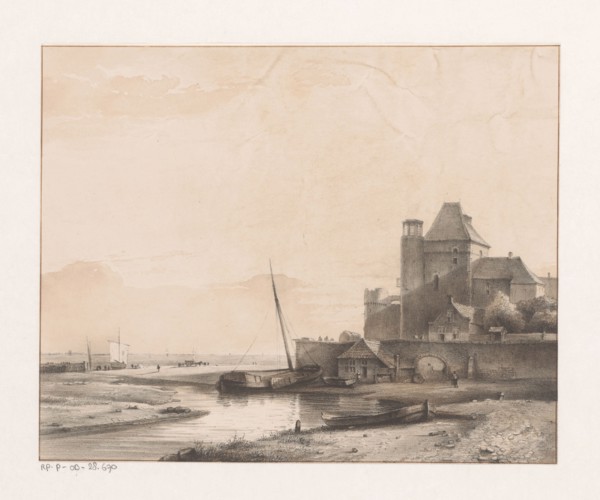 Castle on a river, 1849-1859. Creator: Kasparus Karsen.
