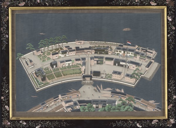 The island of Deshima, c.1833-c.1836. Creator: Workshop of Kawahara Keiga.