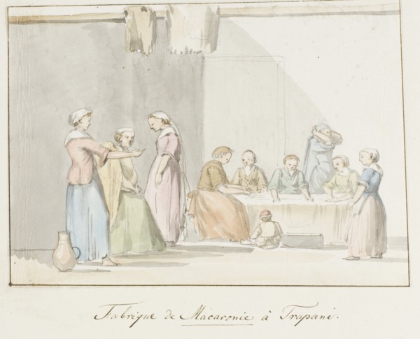 Preparing the Macaroni in Trapani, 1778. Creator: Louis Ducros.