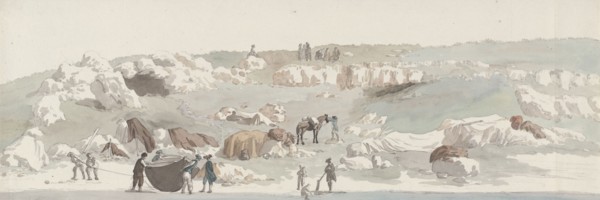 View of the small port of Luogo Vivo on the San Vito sailing route, 1778. Creator: Louis Ducros.