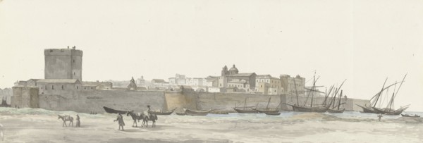 View of Taranto's fortifications, 1778. Creator: Louis Ducros.