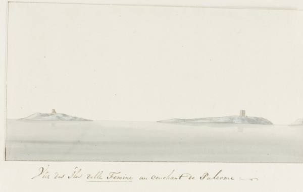 View of Isola delle Femmine near Palermo, 1778. Creator: Louis Ducros.