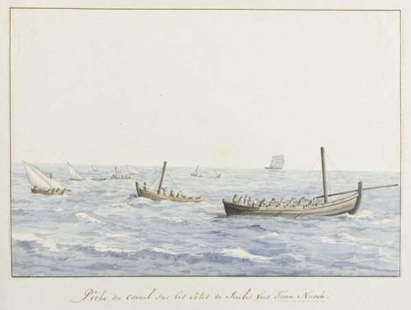 Coral fishermen off the coast of Sicily at Terranova, 1778. Creator: Louis Ducros.