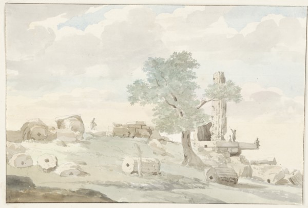 Remains of the Temple of Heracles within the walls of old Agrigento, 1778. Creator: Louis Ducros.