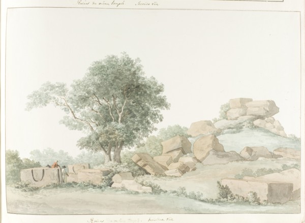 Ruin of Temple of Olympian Zeus in old Agrigento, 1778. Creator: Louis Ducros.