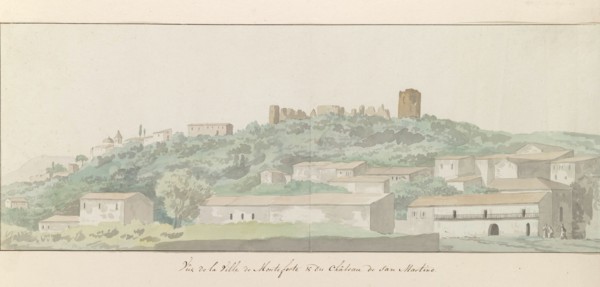 View of Monteforte Irpino and San Martino castle, 1778. Creator: Louis Ducros.