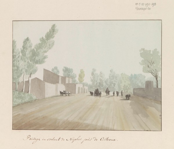 Street scene when leaving Naples at Cisterna, 1778. Creator: Louis Ducros.