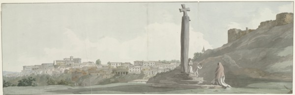 View of Ariano and monument, known as Altar of Janus, 1778. Creator: Louis Ducros.