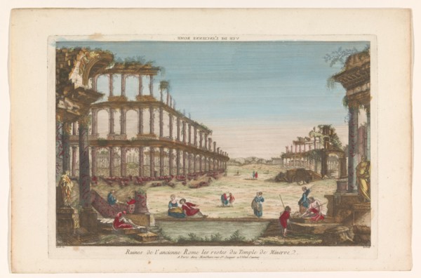 View of the ruins of the temple of Minerva in Rome, 1759-c.1796. Creators: Louis-Joseph Mondhare, Groux.