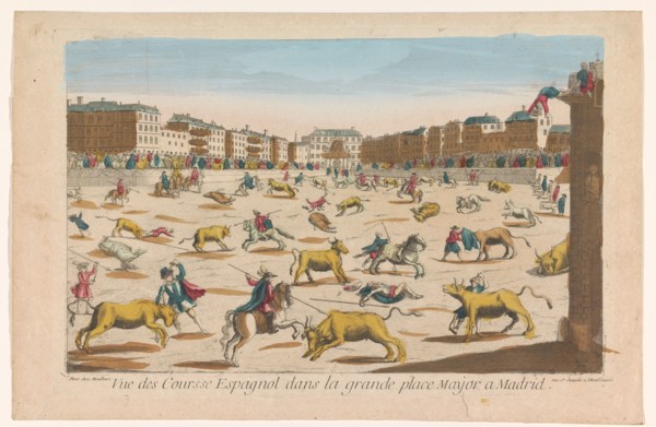 View of a bullfight on the Plaza Mayor in Madrid, 1759-c.1796. Creator: Louis-Joseph Mondhare.