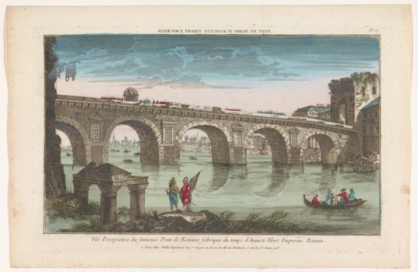 View of the Tiberius bridge over the river Marecchia in Rimini, before 1744-after 1760. Creator: Anon.
