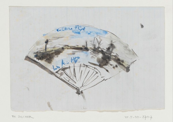Fan with landscape, 1867-1930. Creator: Philip Zilcken.
