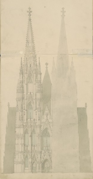 Facade of a Gothic cathedral, c.1850. Creator: Petrus Josephus Hubertus Cuypers.