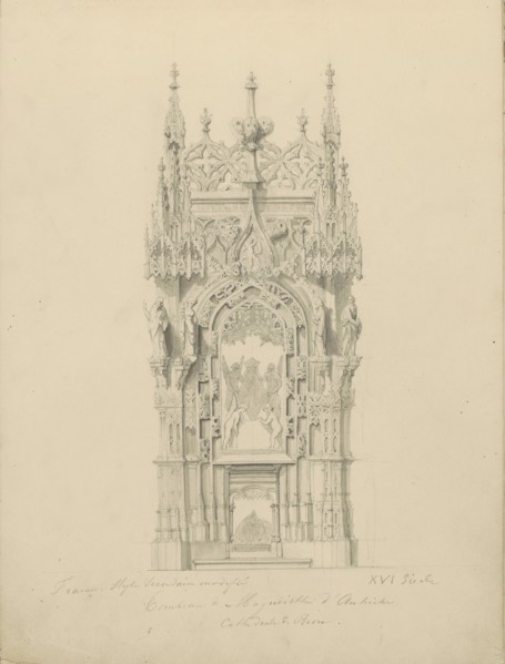Tomb of Margaret of Austria in the church of Saint Nicholas of Tolentino in Brou, c.1850.  Creator: Petrus Josephus Hubertus Cuypers.
