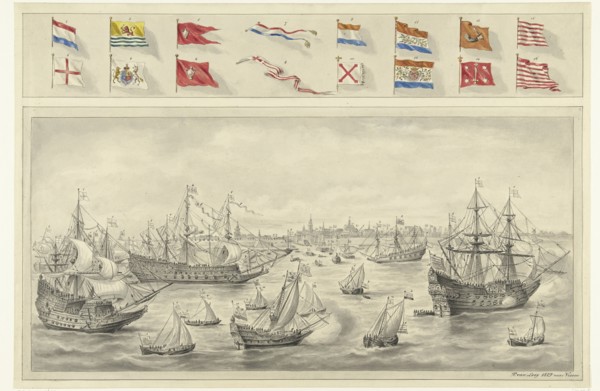 Arrival of the Earl of Leicester at Flushing, 1585, (1879).  Creator: Pieter van Looy.