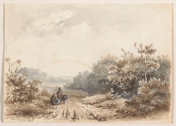 Landscape with a family, a sheep and a dog, 1842. Creator: Willem Valter.