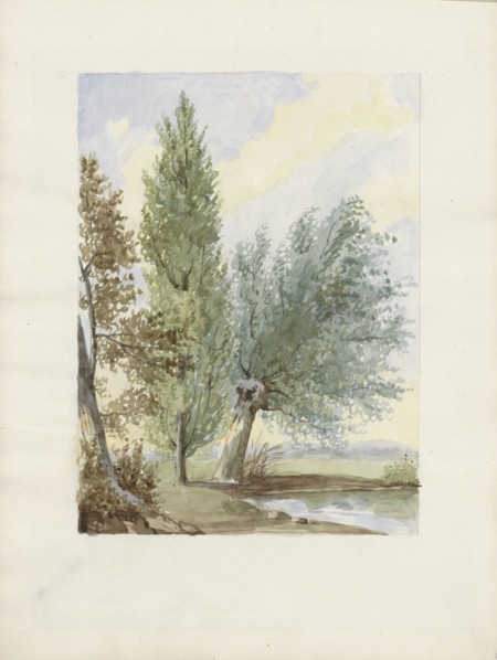 Landscape with trees on a waterfront, c.1819-c.1870. Creator: Anon.