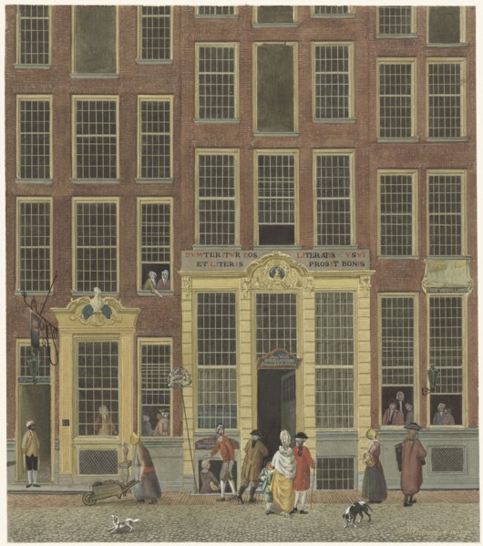 Jan de Groot's bookshop and lottery office in the Kalverstraat in Amsterdam, 1758-1843. Creator: Anon.