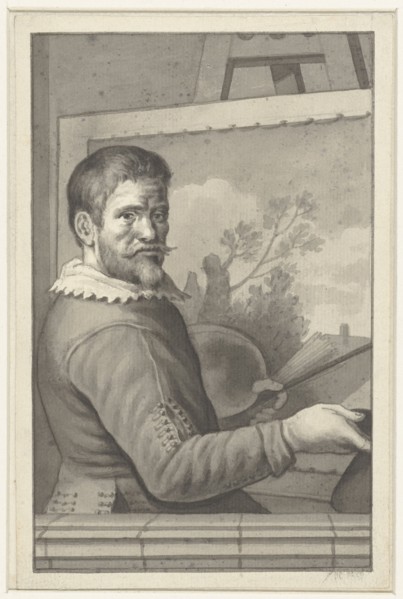 Portrait of an unknown painter at his easel, 1700-1800. Creator: Anon.