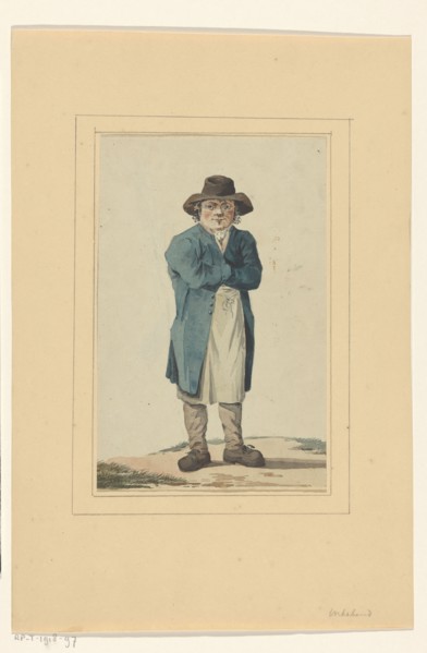 Standing man in blue jacket, 1700-1800. Creator: Anon.