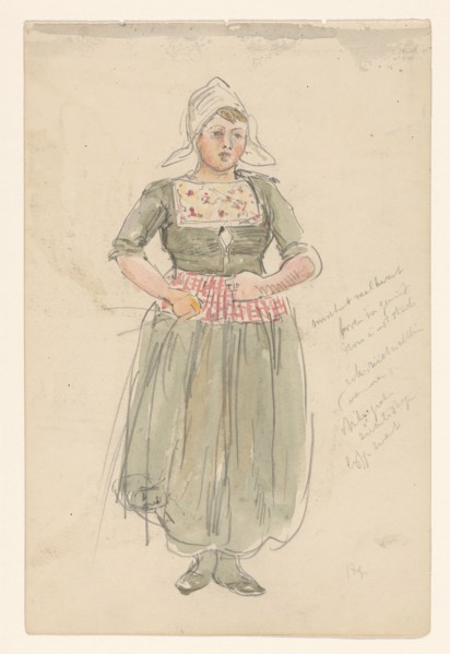 Standing girl in traditional costume, 1868-1933. Creator: Jan Hoynck van Papendrecht.