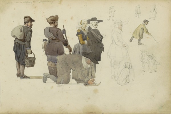 Figures in different poses, c. 1846-c. 1882. Creator: Cornelis Springer.