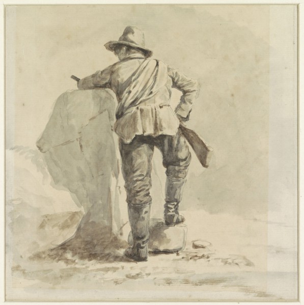 Resting boy, seen from the back, 1825-1893. Creator: Johann Bernard Klombeck.
